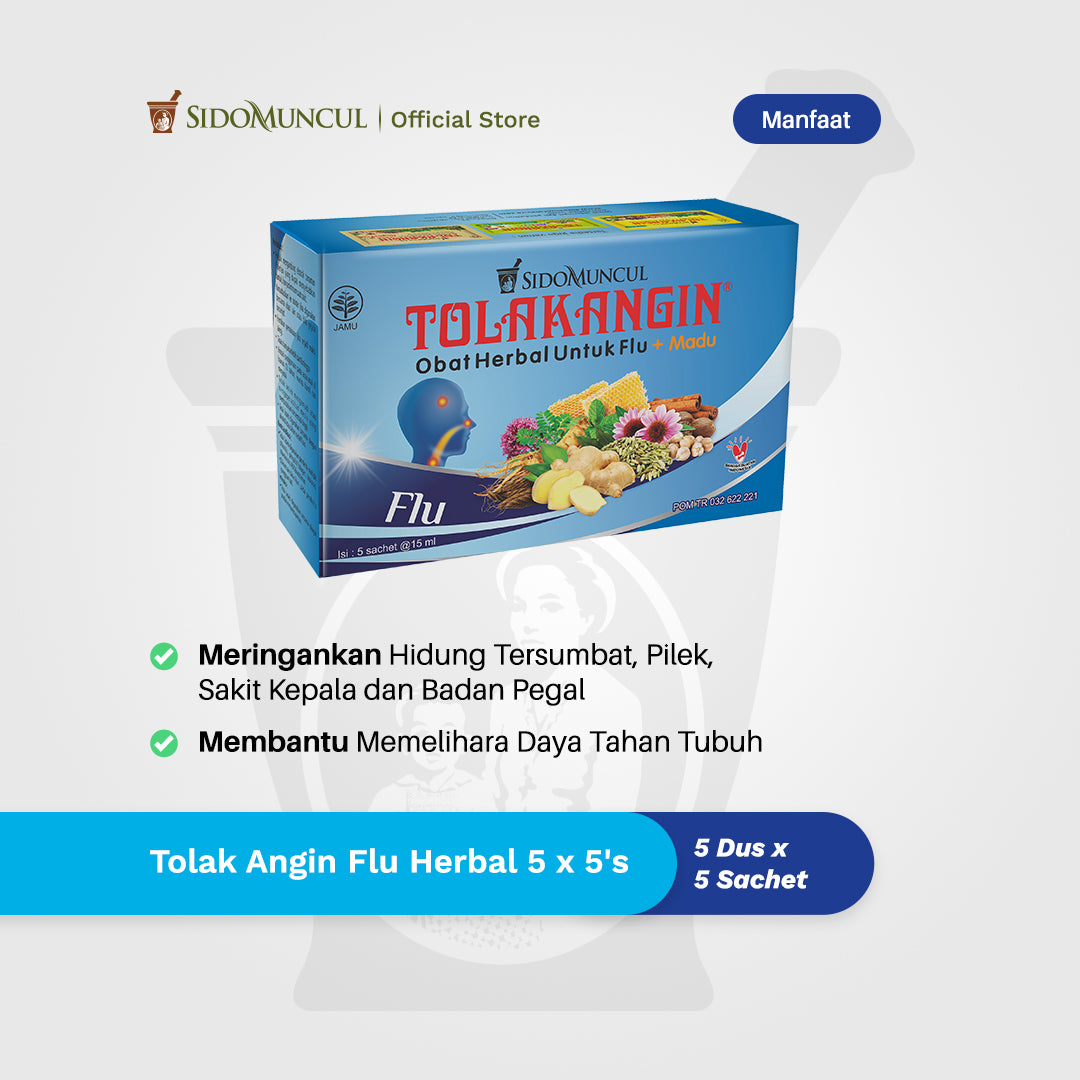 Tolak Angin Flu Cair Dus 5x5's Herbal - Flu Batuk Demam Pusing