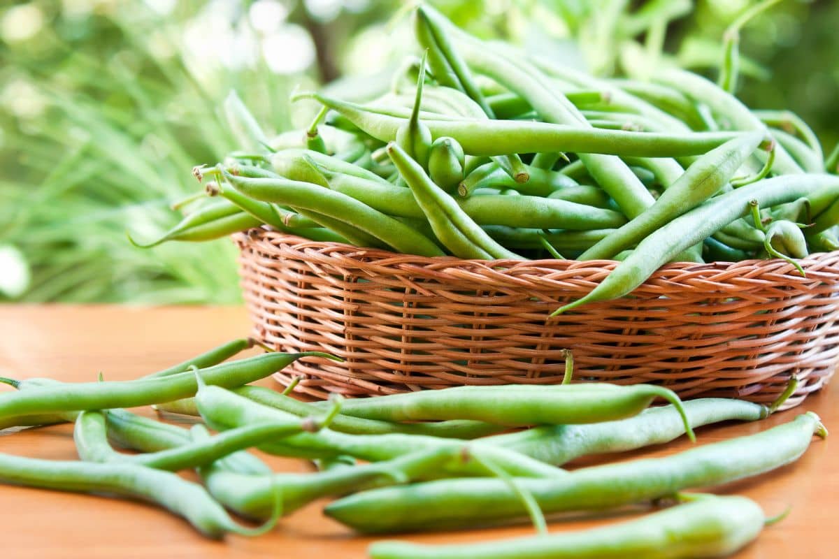 Satu keranjang sayur buncis