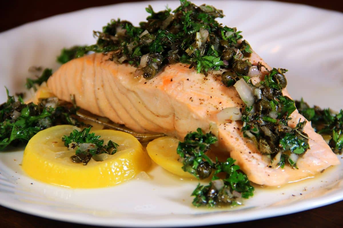 Poached salmon