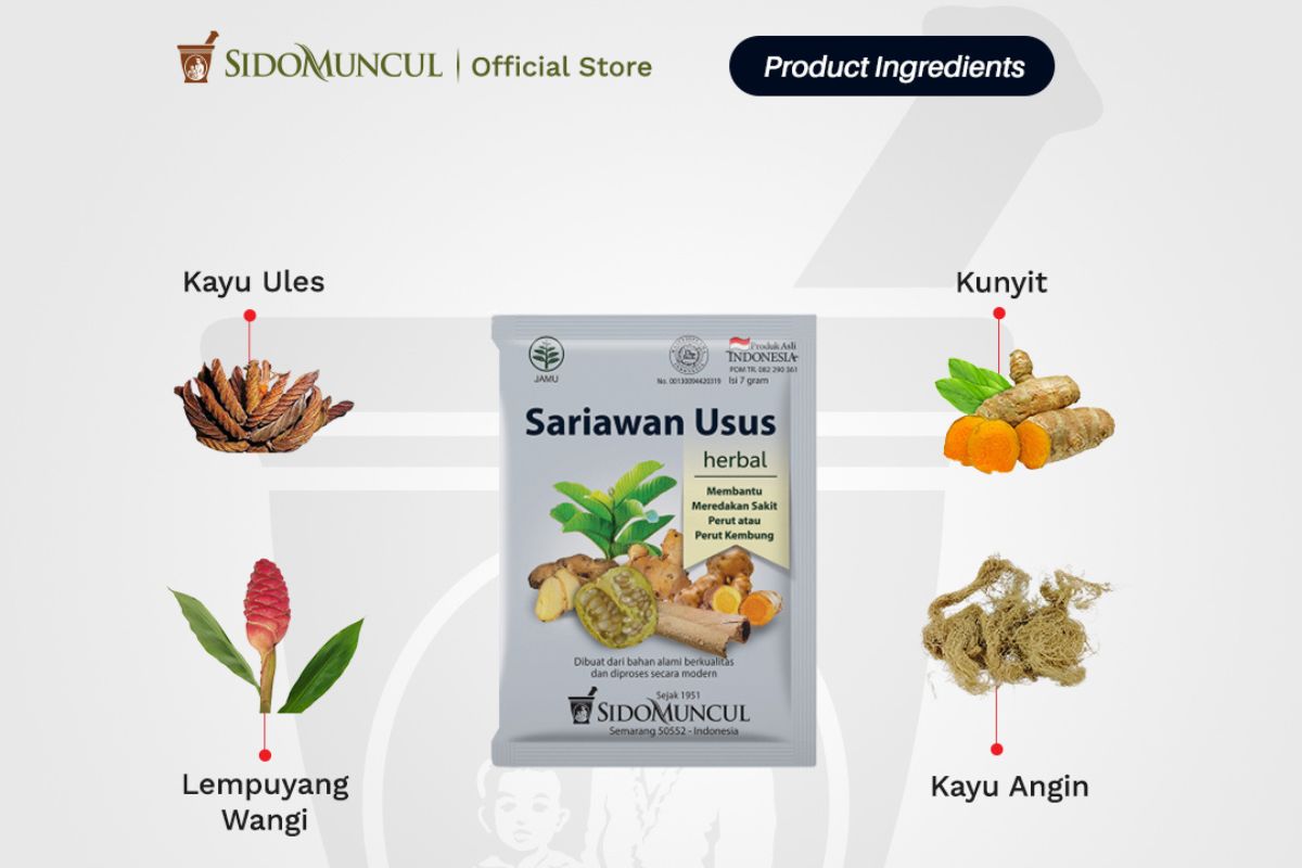 produk Jamu Sariawan Usus dan komposisinya