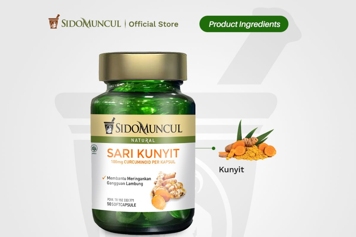 produk Sido Muncul Natural Sari Kunyit Soft Kapsul dan komposisinya